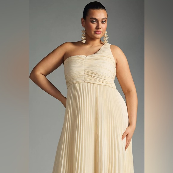 Anthropologie Forever That Girl One-Shoulder Pleated Maxi Dress - Picture 3 of 13